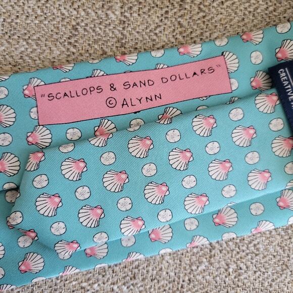 Alynn 100% silk scallops and sand dollars tie - Picture 3 of 9